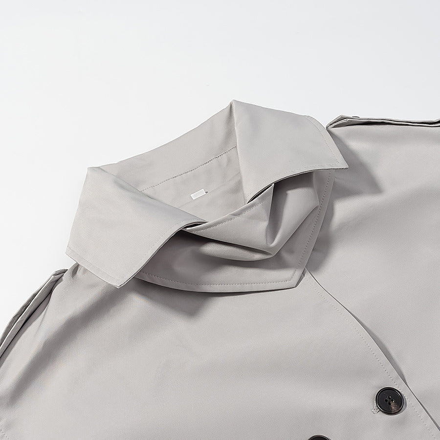 Long sleeved double breasted loose jacket windbreaker for women