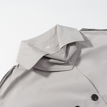 Long sleeved double breasted loose jacket windbreaker for women